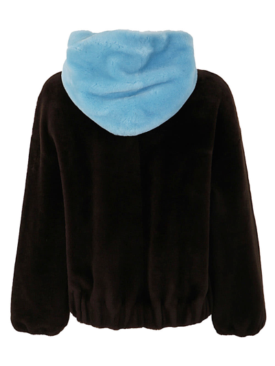 Shop Ines &amp; Marechal Shearling Hooded Bicolor Jacket In Marron Colibri