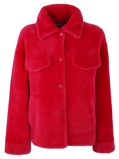 Shop Ines &amp; Marechal Shearling Jacketwith Pockets In Fuscia