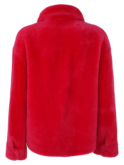 Shop Ines &amp; Marechal Shearling Jacketwith Pockets In Fuscia