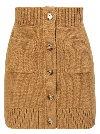 Shop Burberry Knit Miniskirt In Beige