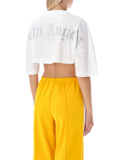 Shop Palm Angels Classic Logo Over Cropped T-shirt In White
