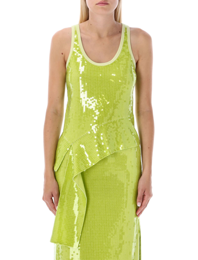 Shop Helmut Lang Sequined Tank Top In Lime Green