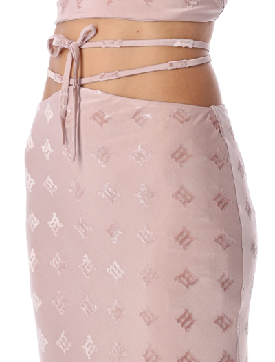Shop Misbhv Velour Monogram Straps Midi Skirt In Pink