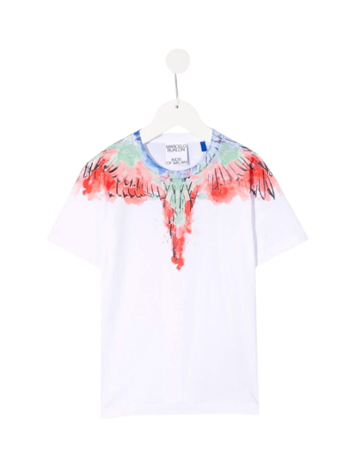 Shop Marcelo Burlon County Of Milan Watercolor Wings T-shirt S/s In White Multi