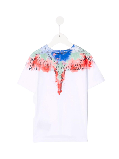 Shop Marcelo Burlon County Of Milan Watercolor Wings T-shirt S/s In White Multi