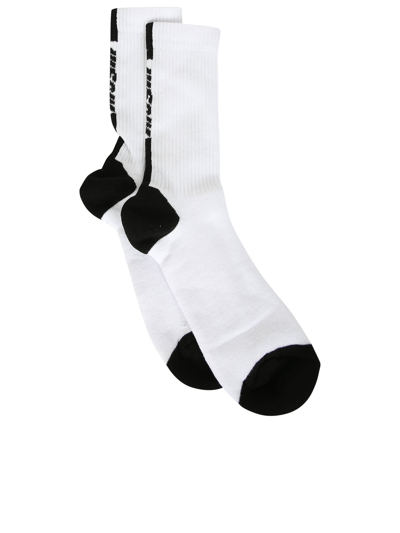 Shop Msgm Ribbed Socks With Logo From  In White