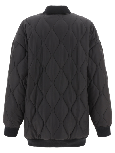 Shop Msgm Quilted Bomber Jacket In Black