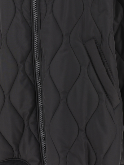Shop Msgm Quilted Bomber Jacket In Black