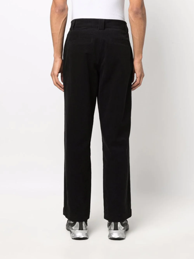 Shop Soulland X Peanuts Embroidered-graphic Straight-leg Trousers In Black