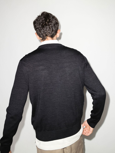 Maison Kitsuné Black Fox Head Long Sleeve T-shirt In Grey