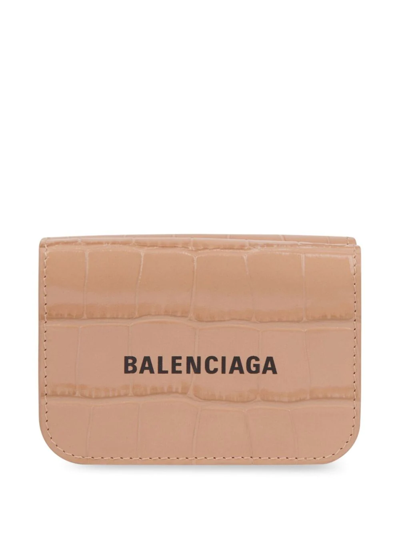 Shop Balenciaga Cash Mini Wallet In Neutrals