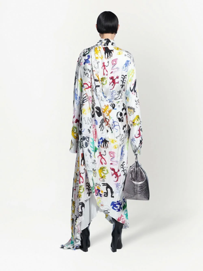 Shop Balenciaga Artist Doodles Twisted Dress In White