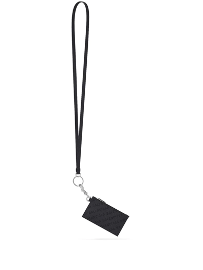 Shop Balenciaga Cash Card Case On Keychain In Black