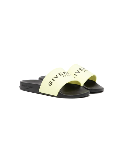 Givenchy Logo-print Flat Slides In Green