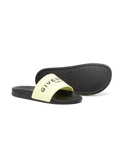 Givenchy Logo-print Flat Slides In Green
