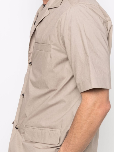 Shop Nanushka Organic-cotton Short-sleeve Shirt In Grey