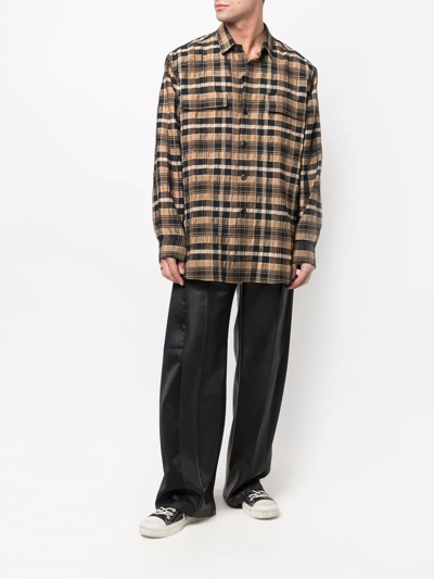 Nanushka Jari Plaid Button-front Shirt In Neutrals
