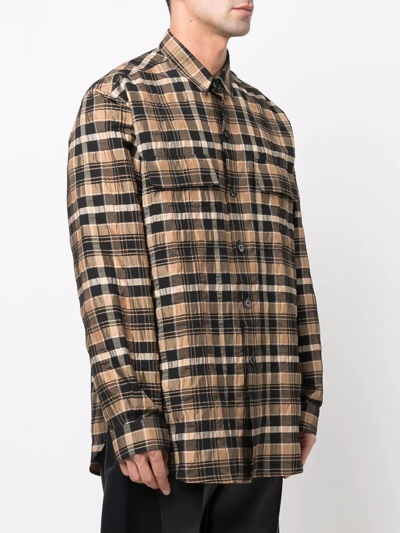 Nanushka Jari Plaid Button-front Shirt In Neutrals