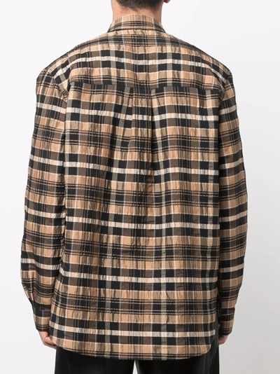 Nanushka Jari Plaid Button-front Shirt In Neutrals