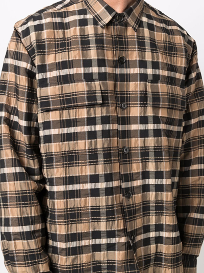 Nanushka Jari Plaid Button-front Shirt In Neutrals