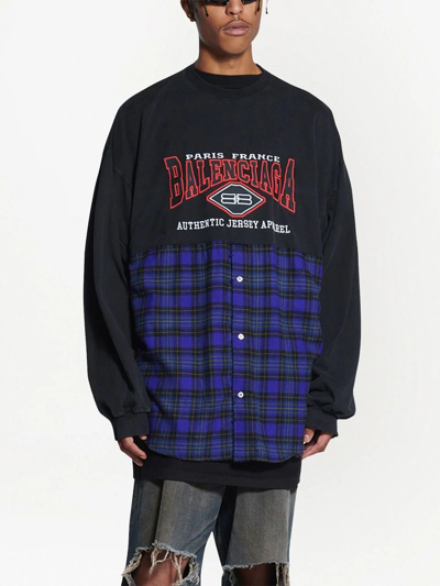 Shop Balenciaga B Authentic-patch Long-sleeved T-shirt In Black