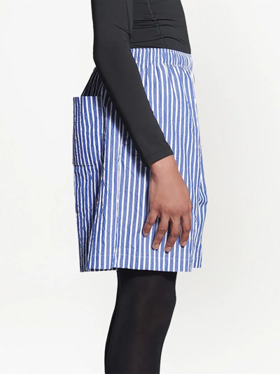Shop Balenciaga Striped Pyjama Shorts In Blue
