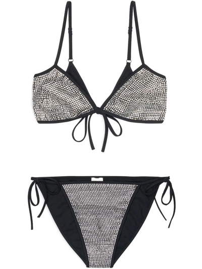 Balenciaga Minimal Rhinestone-embellished Bikini Set In Black | ModeSens