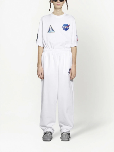 Shop Balenciaga Space Cotton Sweatpants In White
