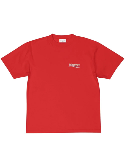 Shop Balenciaga Political Campaign Cotton T-shirt In Red