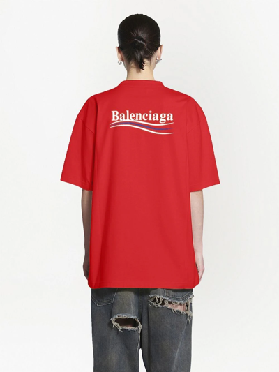 Shop Balenciaga Political Campaign Cotton T-shirt In Red