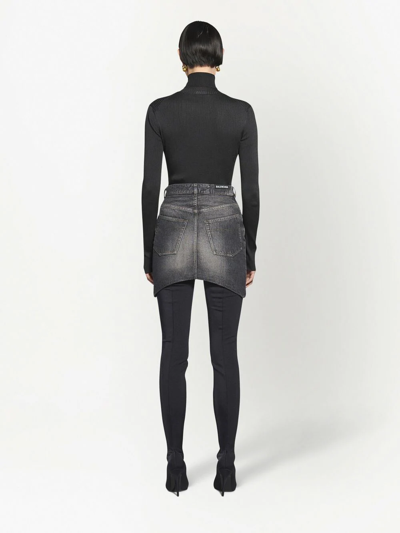 Shop Balenciaga Hourglass Denim Skirt In Black
