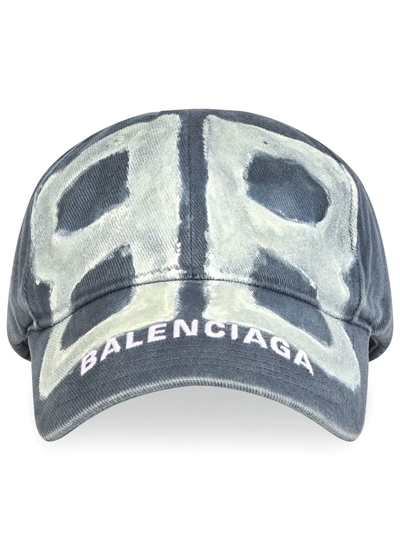 Shop Balenciaga Bb Spray-paint Baseball Cap In Grey
