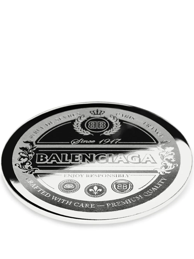 Shop Balenciaga Logo-print Coasters In Black