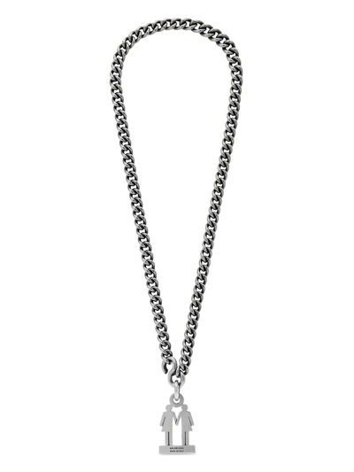 Shop Balenciaga Pride 22 Chain Necklace In Silver