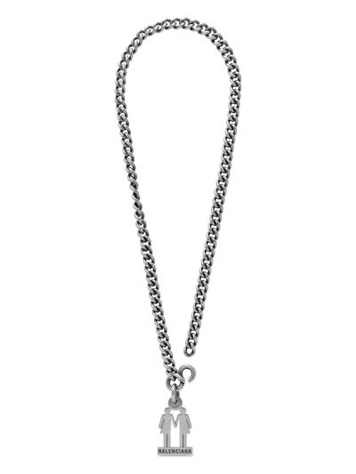 Shop Balenciaga Pride 22 Chain Necklace In Silver