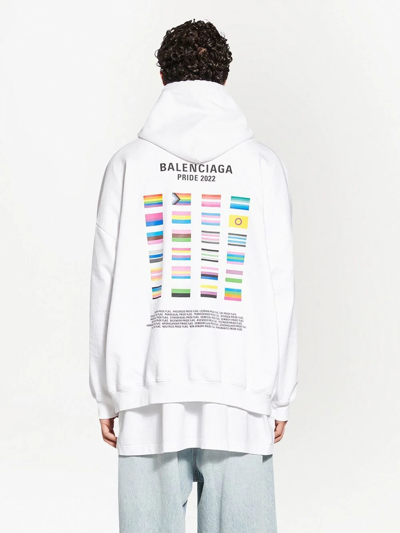 Shop Balenciaga Pride 2022 Oversized Hoodie In White
