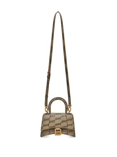 Shop Balenciaga Xs Hourglass Monogram Top-handle Bag In Brown