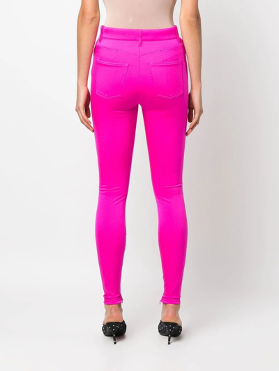 Shop Balenciaga Satin Stretch High-waisted Pants In Pink