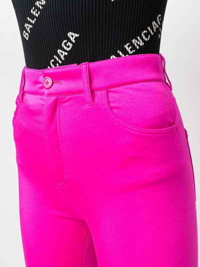 Shop Balenciaga Satin Stretch High-waisted Pants In Pink