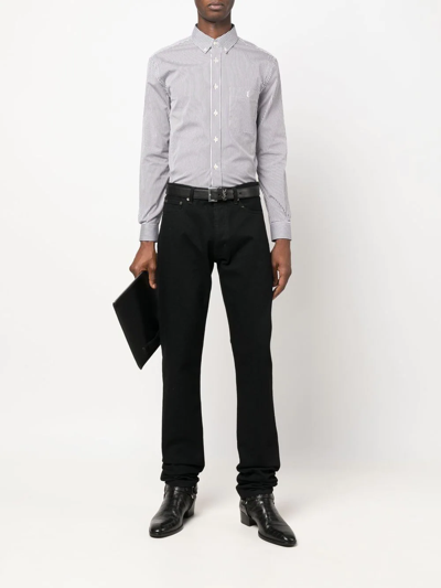 Saint Laurent Men's Striped Cotton Shirt In Blue