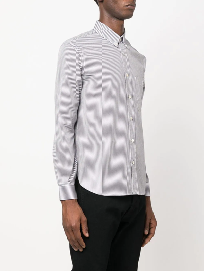Saint Laurent Men's Striped Cotton Shirt In Blue