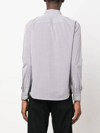 Saint Laurent Men's Striped Cotton Shirt In Blue