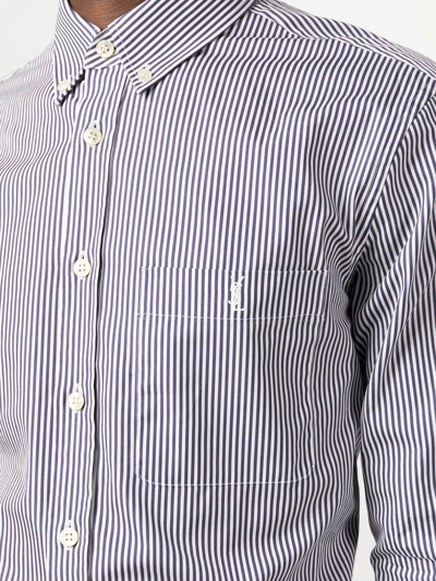 Shop Saint Laurent Striped Button-down Shirt In Blue