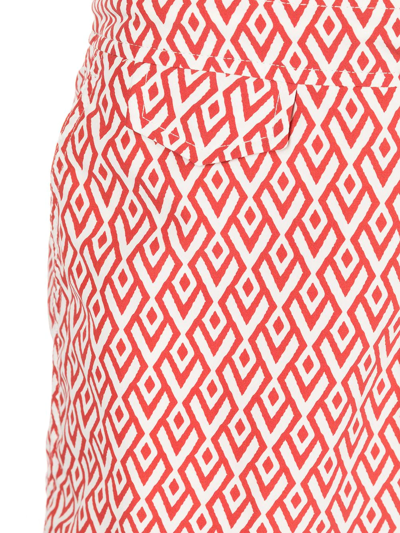 Shop Orlebar Brown Geometric Print Swim Shorts In Red