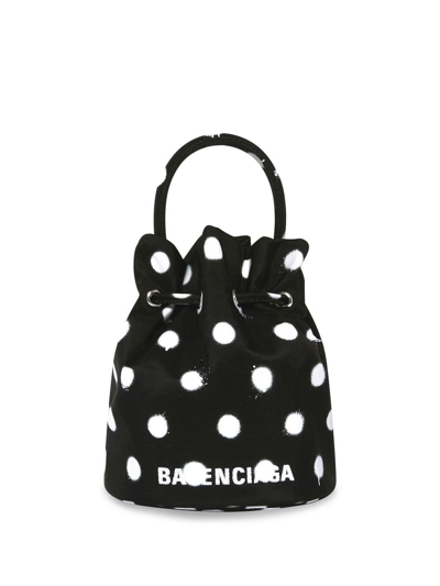 Balenciaga Wheel Nylon Bucket Bag In Black
