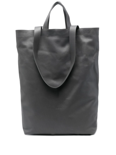 Shop Marsèll Embossed-logo Leather Tote Bag In Grey