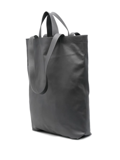 Shop Marsèll Embossed-logo Leather Tote Bag In Grey