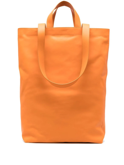 Shop Marsèll Embossed-logo Leather Tote Bag In Orange