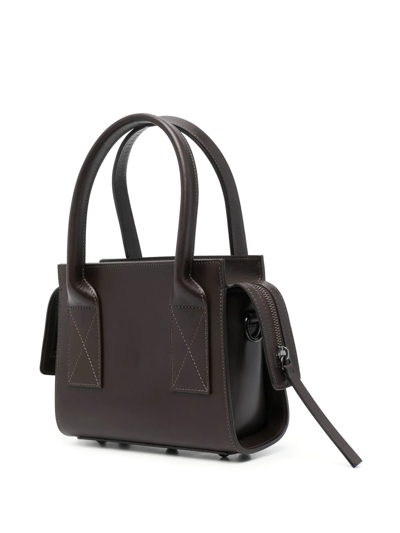 Shop Marsèll Embossed-logo Leather Tote Bag In Brown