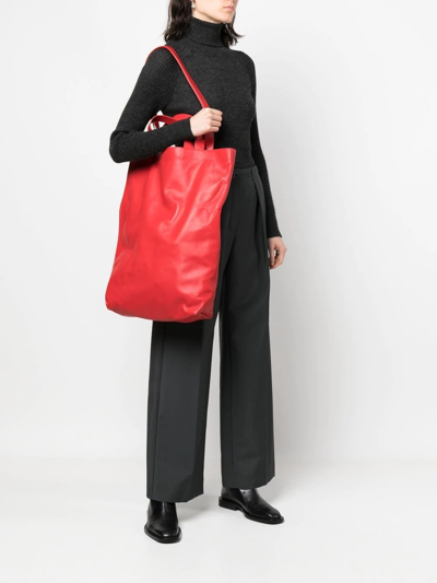 Shop Marsèll Oversized Leather Tote Bag In Red